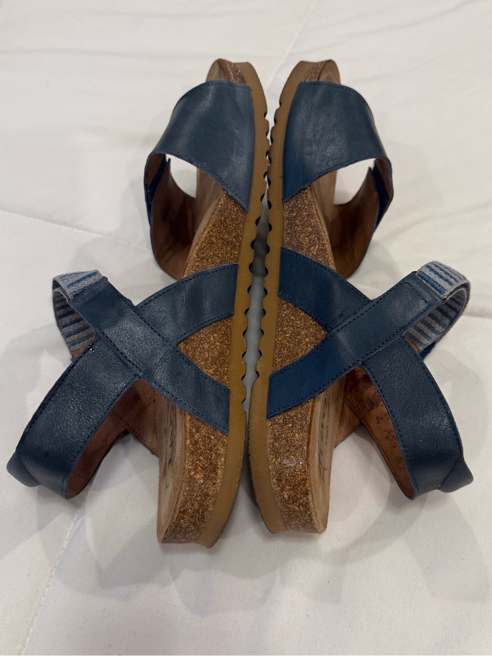 Taos Symbol Navy Blue Leather Comfort Sandals - Size 10 - Picture 4 of 6